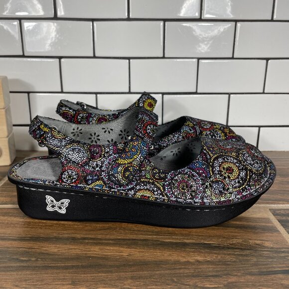 Alegria Jemma Womens Size EU 37 Shoes Spiro Multicolor Leather Crossover Sandals - Picture 3 of 12